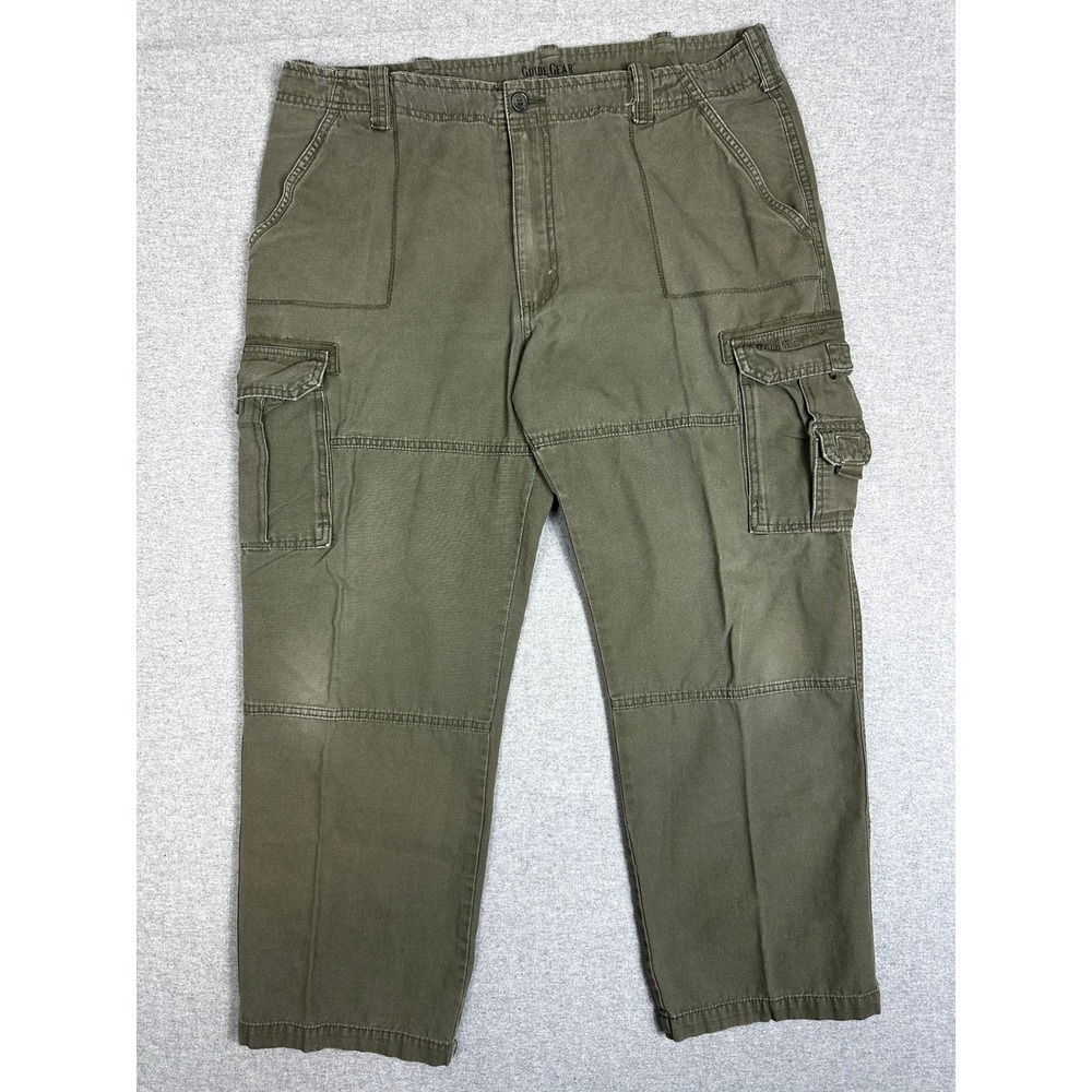 VTG Guide Gear Cargo Pant 40x30 Olive Green Canvas Utility Work Trousers Grunge‎